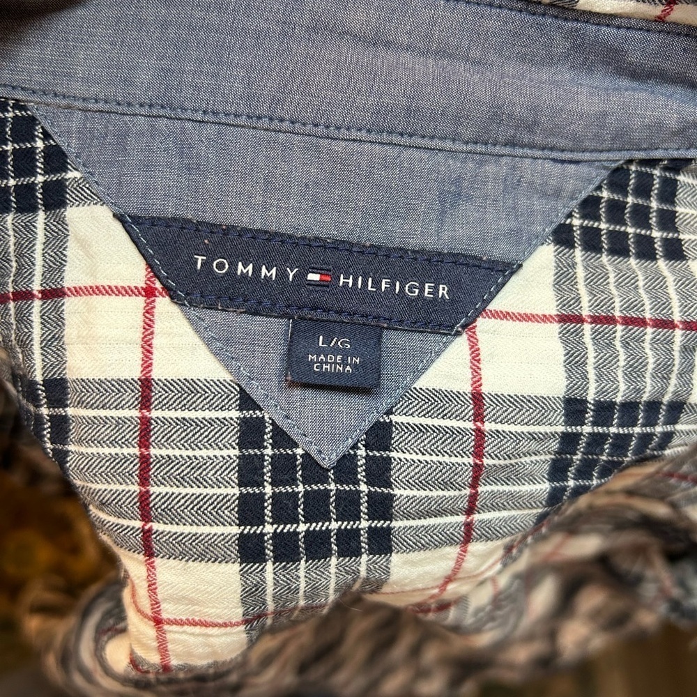 Tommy Hilfiger Navy and Red Plaid Shirt - Picture 5 of 6
